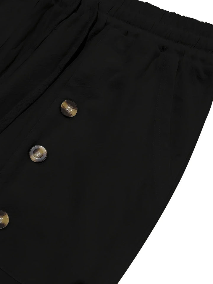 Beslan – Elegante Hose Mit Geradem Bein Und Goldenen Knöpfen