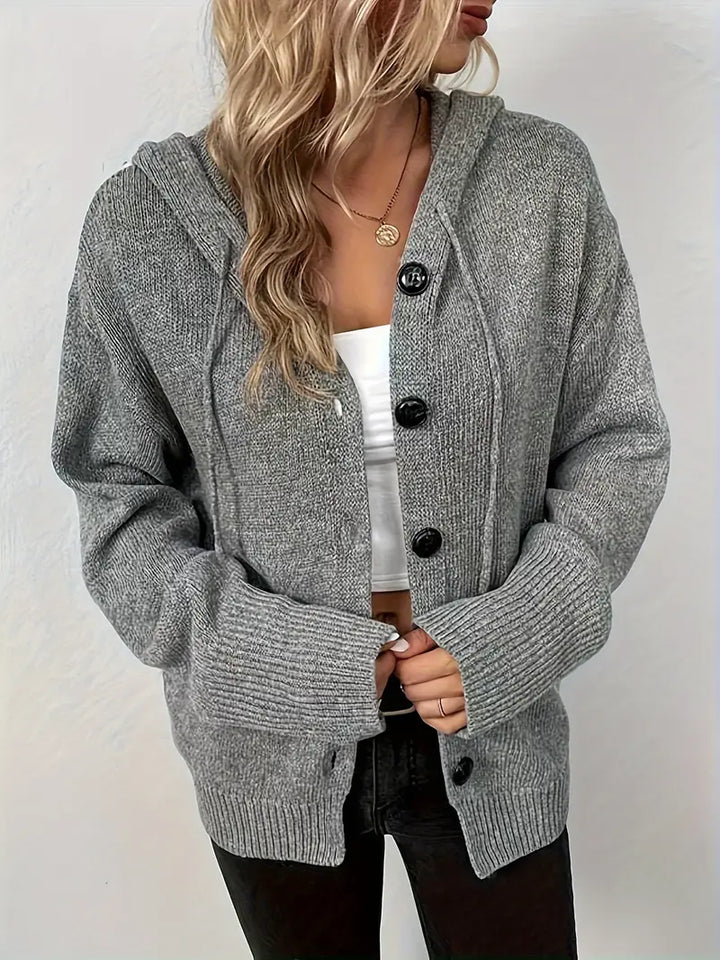 Suthida - Elegante Langarm Kapuzen Pullover Mit Taste