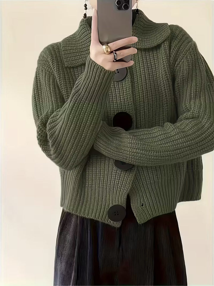 Agnetha – Strick Pullover Mit Großen Knöpfen