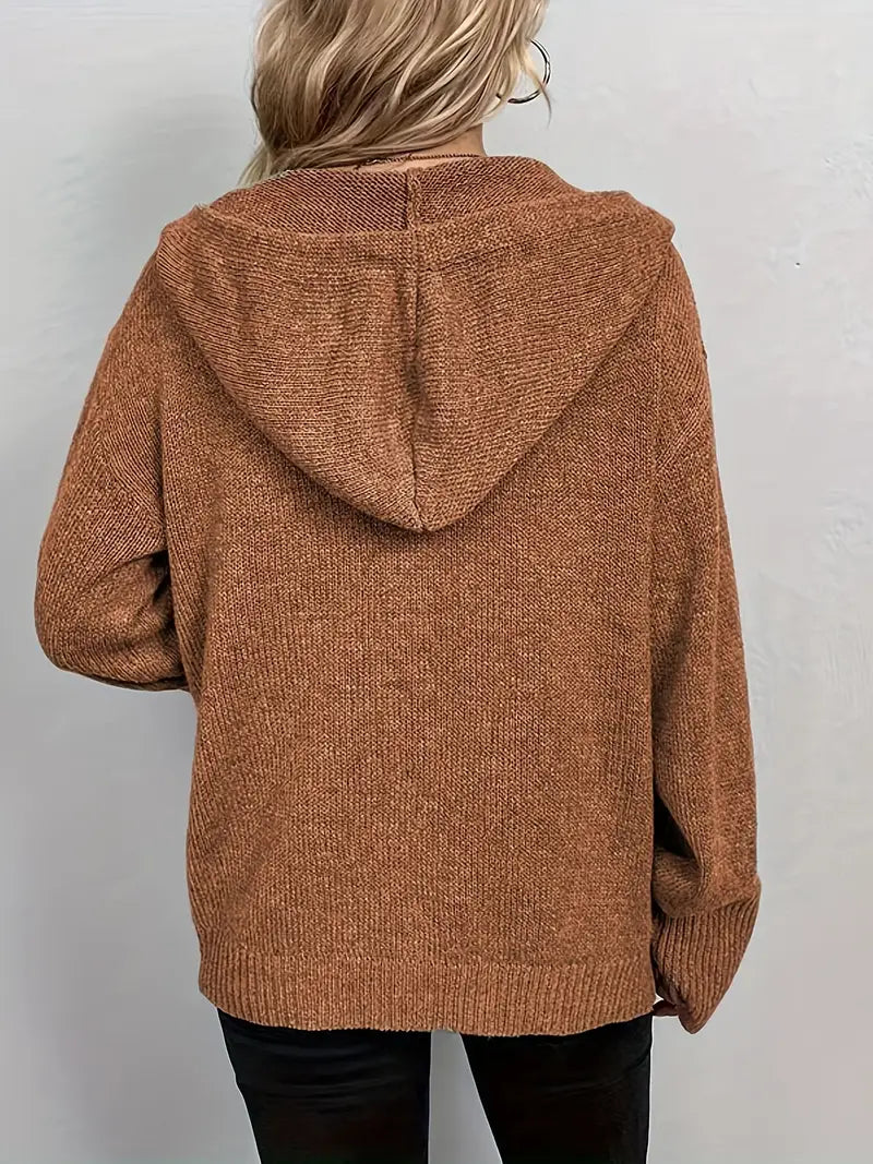 Suthida - Elegante Langarm Kapuzen Pullover Mit Taste