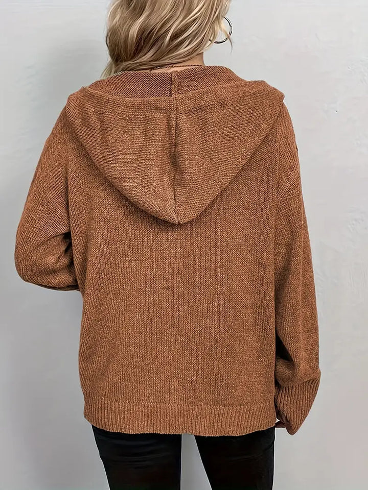 Suthida - Elegante Langarm Kapuzen Pullover Mit Taste
