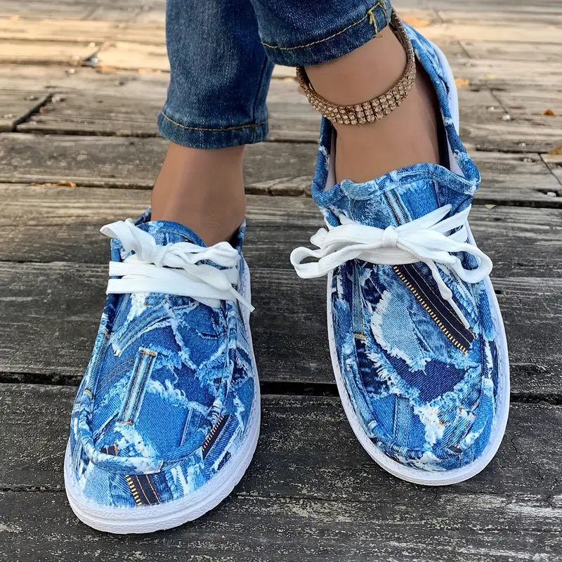 Ulanda - Rutschfeste Turnschuh Mit Denim Drucken