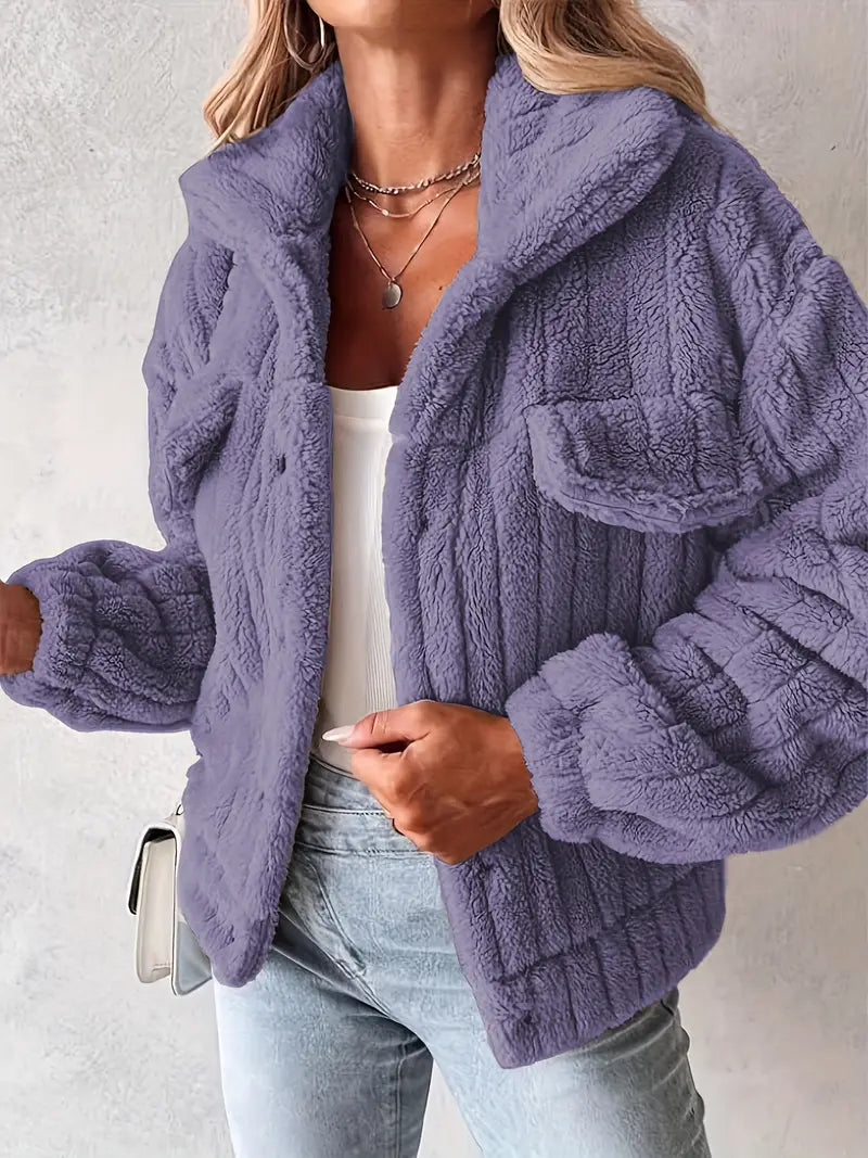 Narin – Lässig Teddy Jacke Mit Faux Tasche