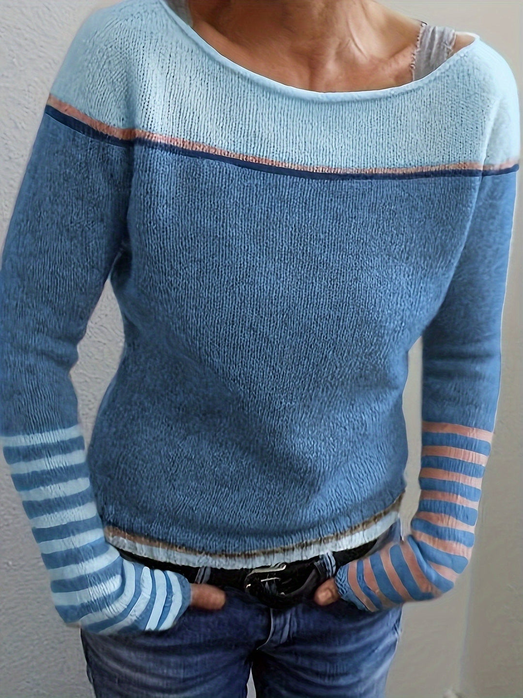 Katharina – Langärmeliger Gestreifter Pullover