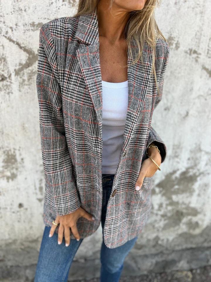 Elaina – Stilvoll Karierter Winter Blazer
