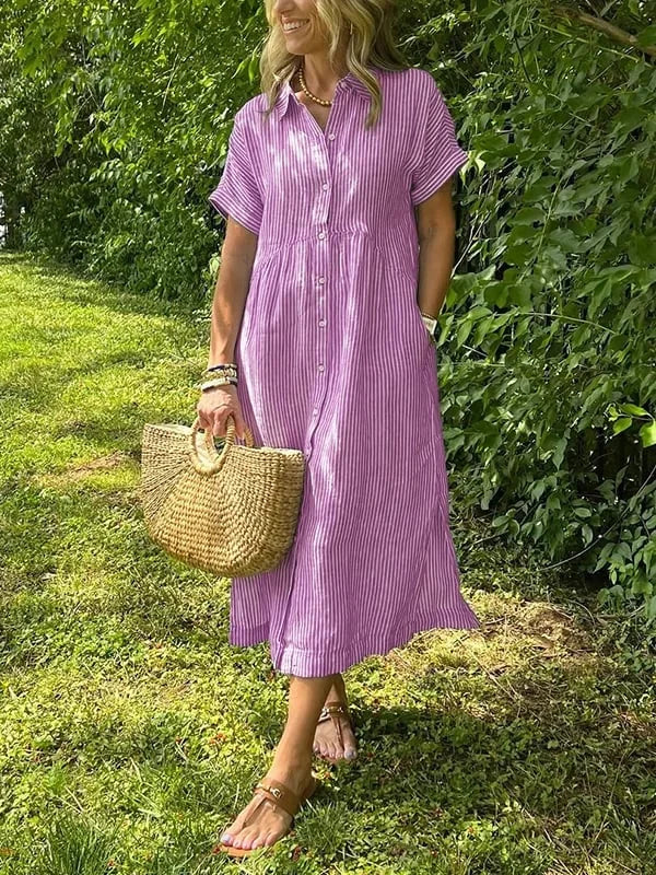 Samara - Stilvolles Gestreiftes Hemdkleid