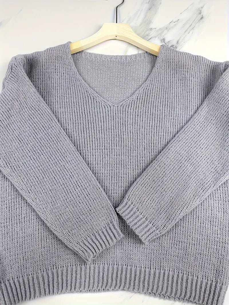 Schmidt – Lässiger Langarm Pullover Mit V-Ausschnitt