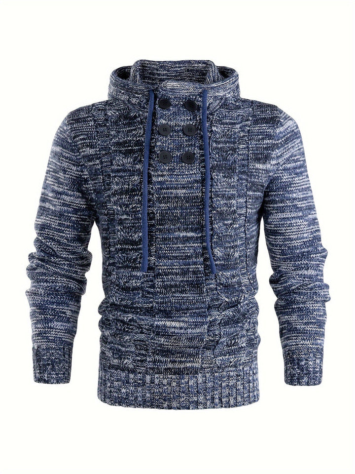 Damiaan – Lässiger Langarm Strick Kapuzenpullover