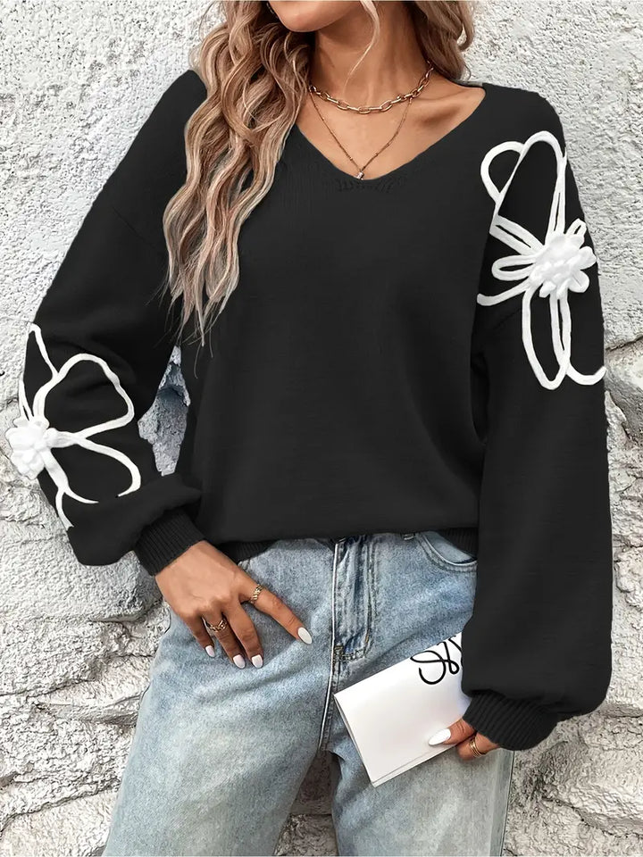Semira – Langarm Pullover Mit Blumen Stickerei