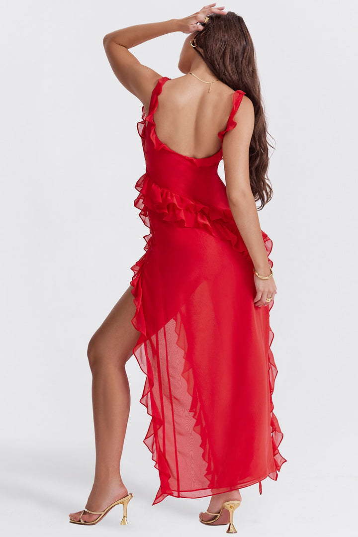 Mayumi - Langes Kleid mit Rüschen