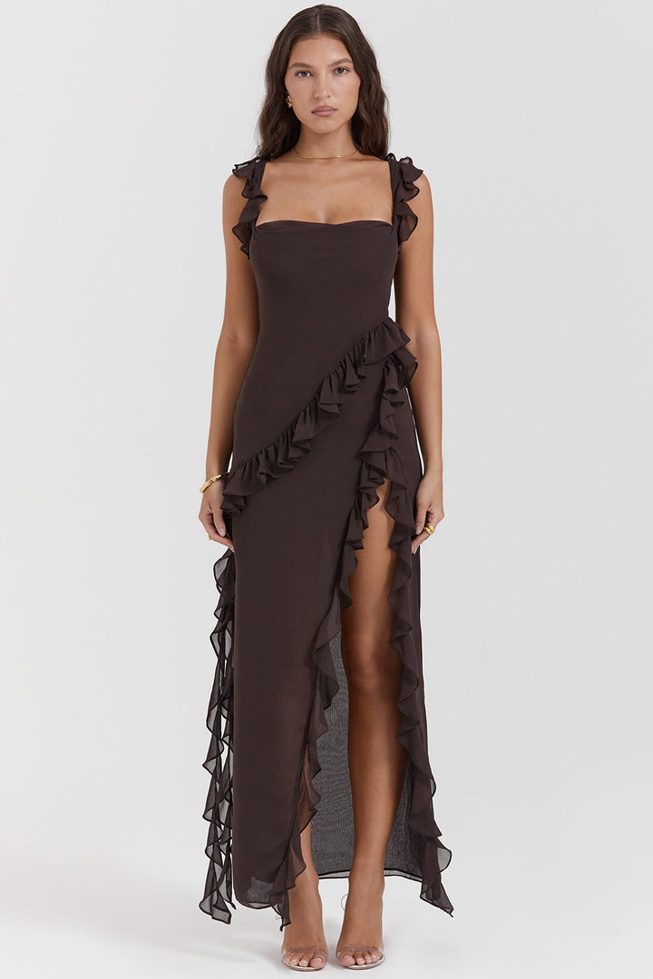 Mayumi - Langes Kleid mit Rüschen