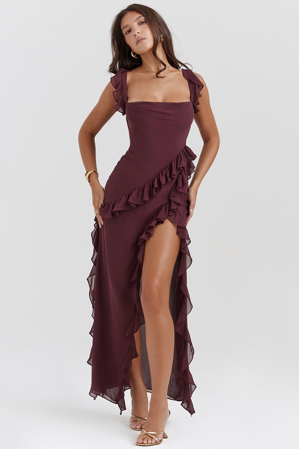 Mayumi - Langes Kleid mit Rüschen