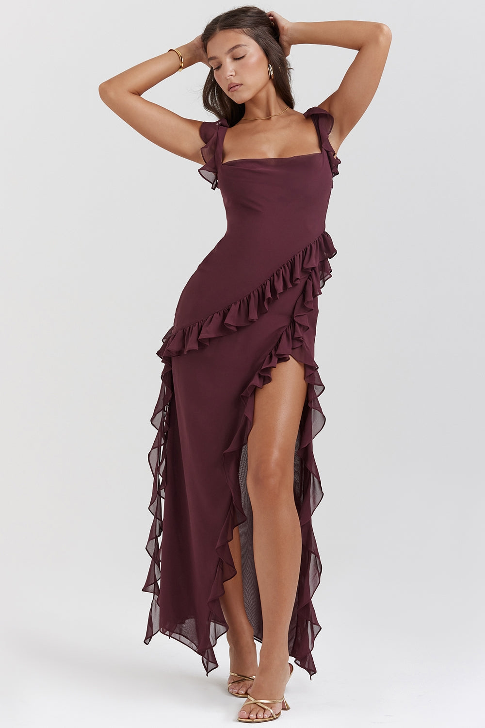 Mayumi - Langes Kleid mit Rüschen