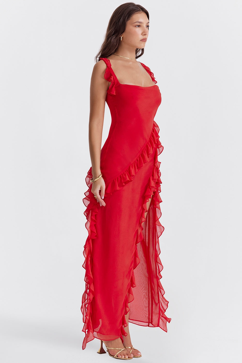 Mayumi - Langes Kleid mit Rüschen