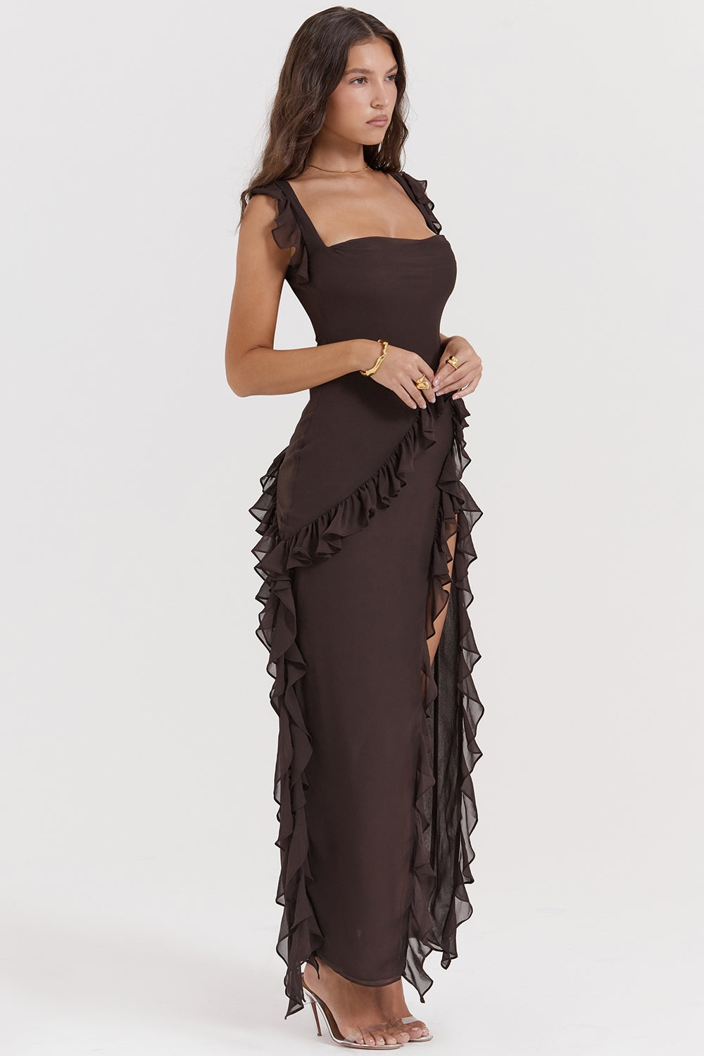 Mayumi - Langes Kleid mit Rüschen