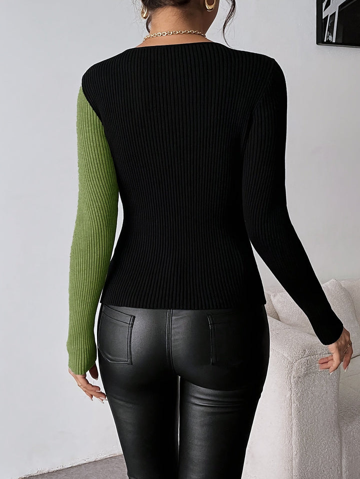 Rachel – V-Ausschnitt Strickbluse Mit Oberteil