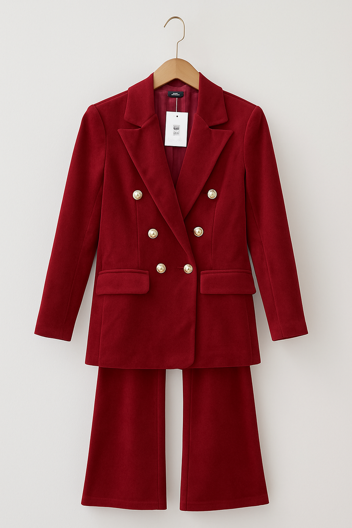 Dimitra – Samt Blazer Set Mit Doppelter Knopfleiste