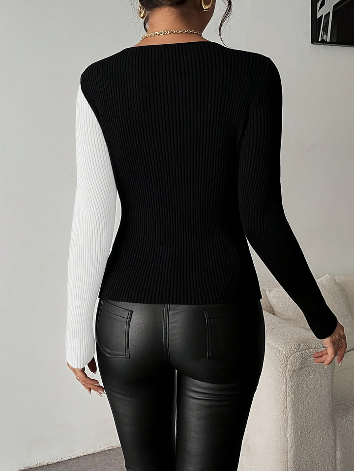 Rachel – V-Ausschnitt Strickbluse Mit Oberteil