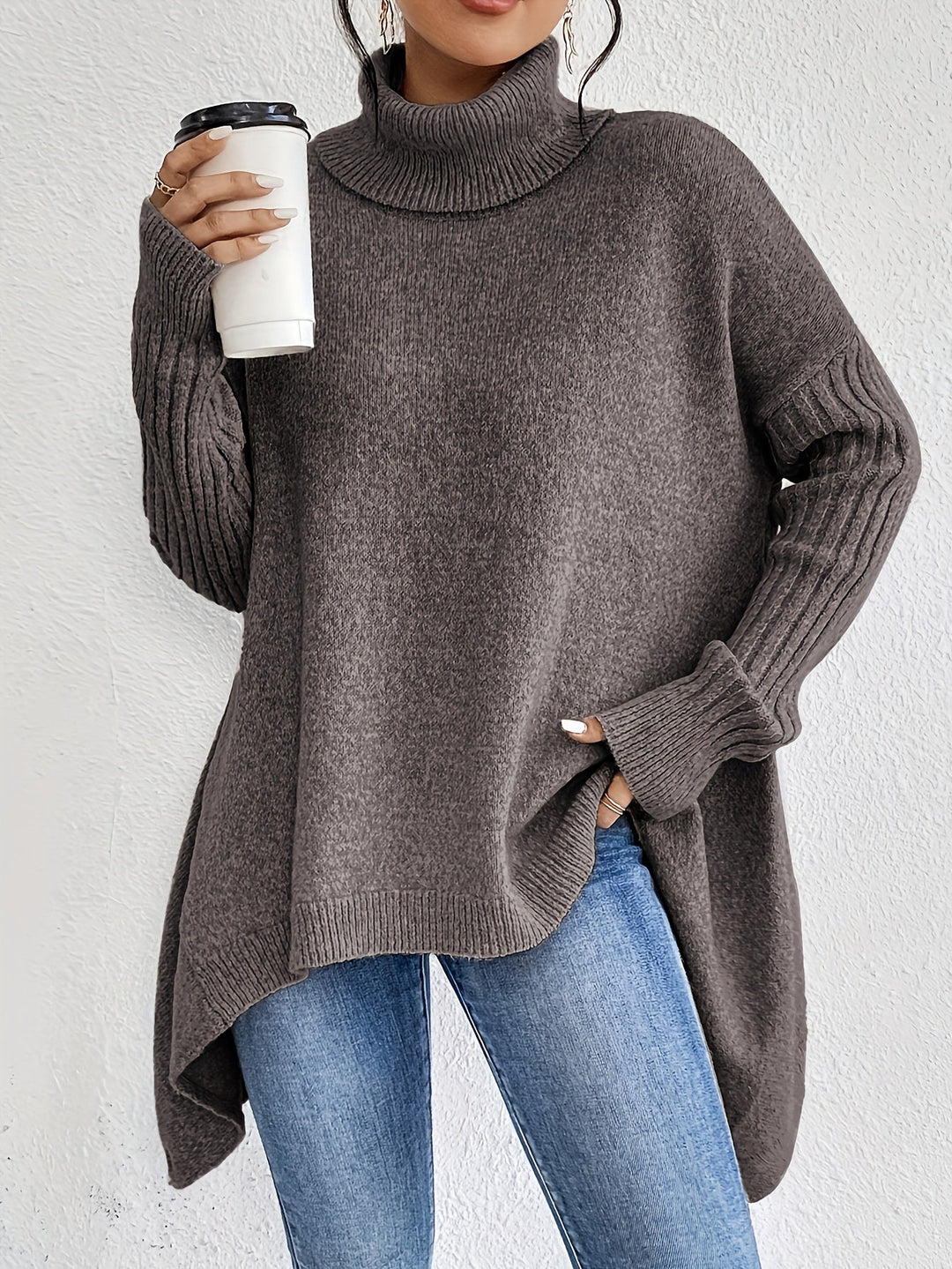 Tahlia – Lässiger Langarm-Pullover Mit Hohem Kragen