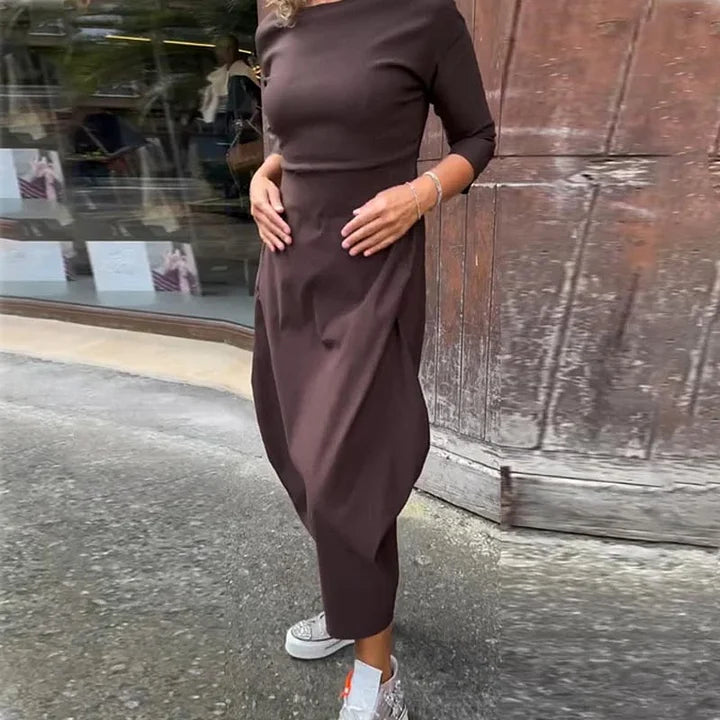 Vionel – Langärmliges Polyesterkleid Mit Taschen
