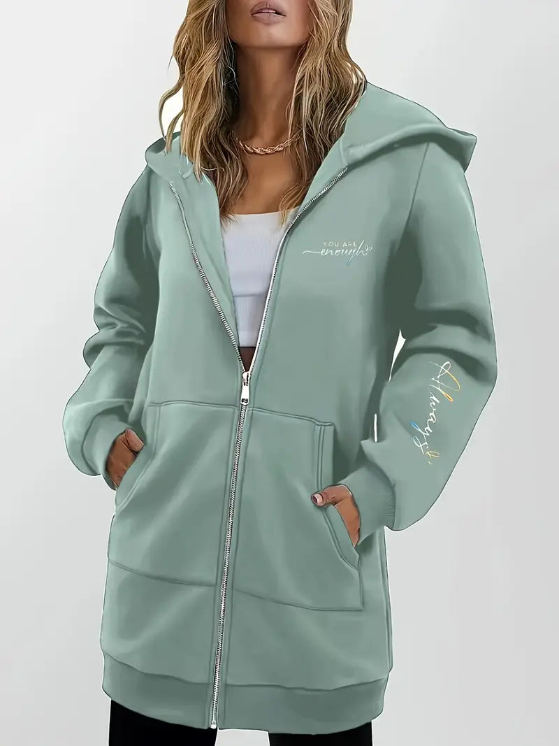 Angeleen – Kapuzen Jacke Mit Reißverschluss Und Geometrischem Print