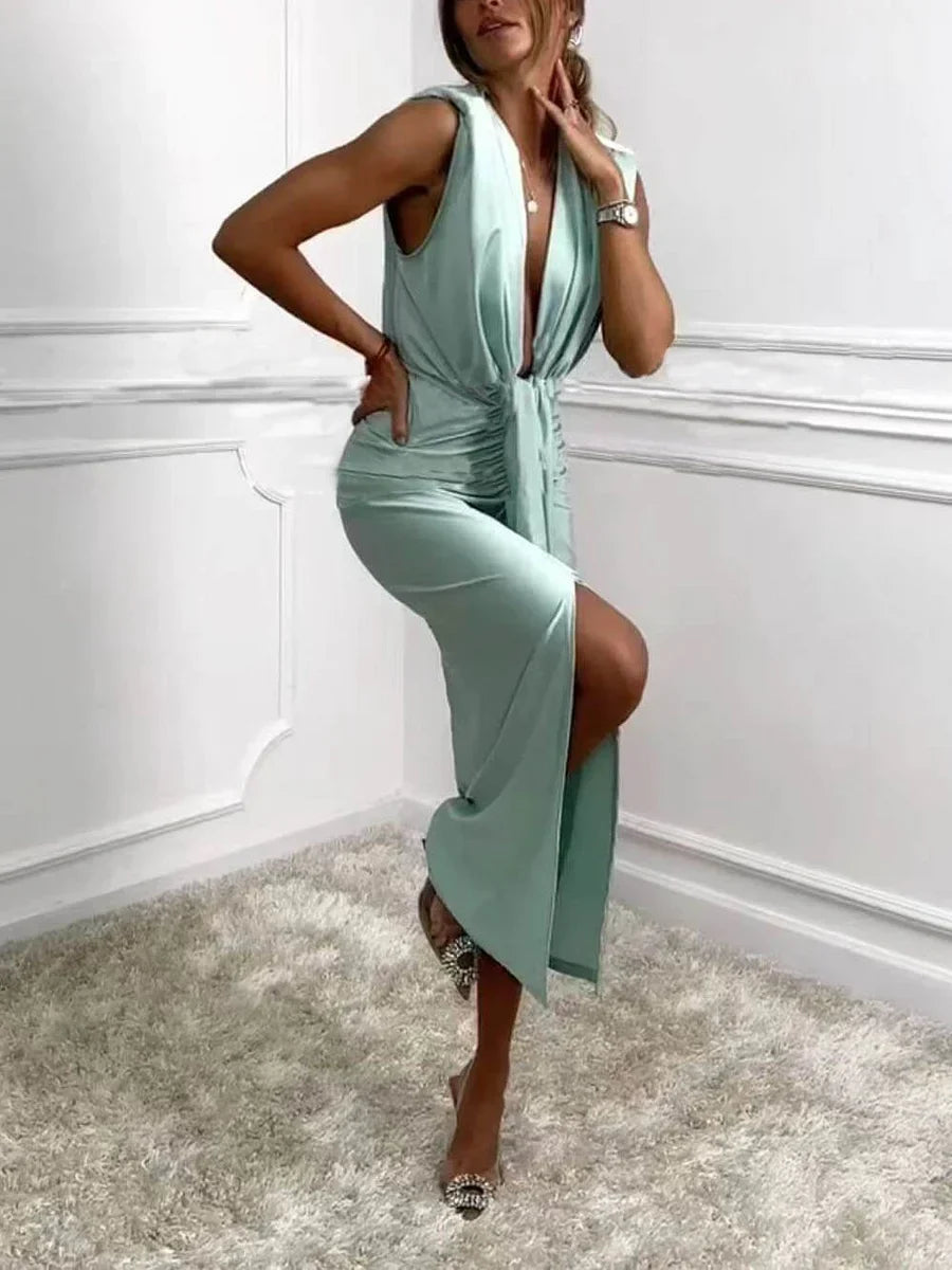 Jolira – Klassisches Midikleid Mit Gerafftem, Drapiertem Schlitz