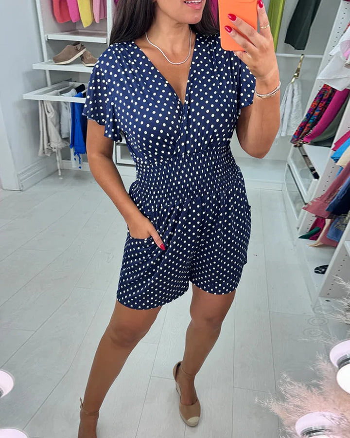 Peyton – Lässiger Kurzarm Jumpsuit Mit Punktmuster