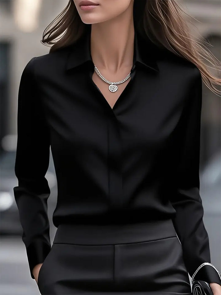 Amiliana - Elegantes Langärmeliges Hemd Mit Knopfleiste