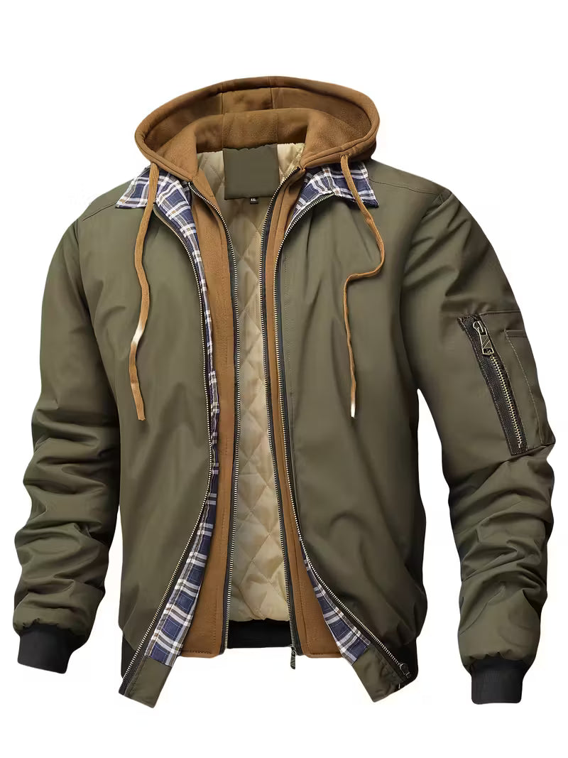 Sylvain – Kapuzen Jacke Im Luftwaffe Stil Mit Reißverschluss