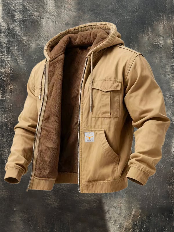Riccardo – Retro Outdoor Kapuzenpullover Jacke mit Tasche