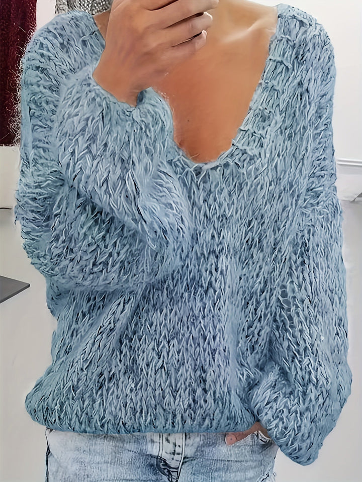 Vriona – Strick Pullover Mit Langen Ärmeln Und V-Ausschnitt