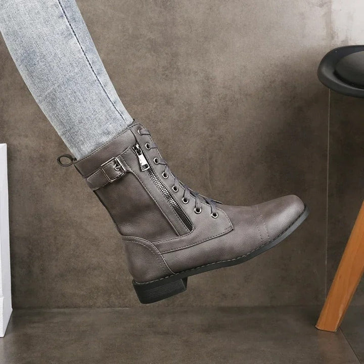Eugenie – Orthopädische Seitlichem Reißverschluss Lederstiefel