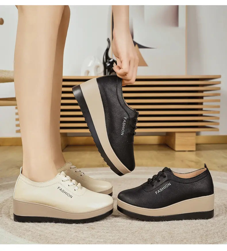 Saturnina – Leder Schuhe Mit Dicker Sohle