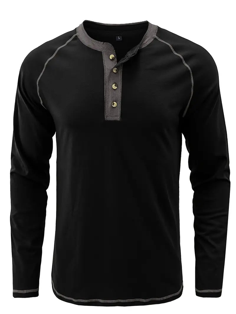 Sharma – Langärmliges Henley Hemd Mit Rundhalsausschnitt
