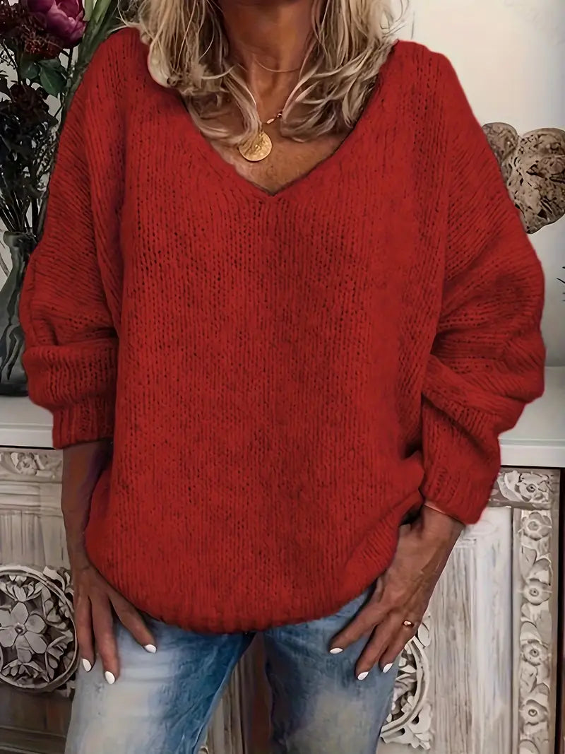 Schmidt – Lässiger Langarm Pullover Mit V-Ausschnitt