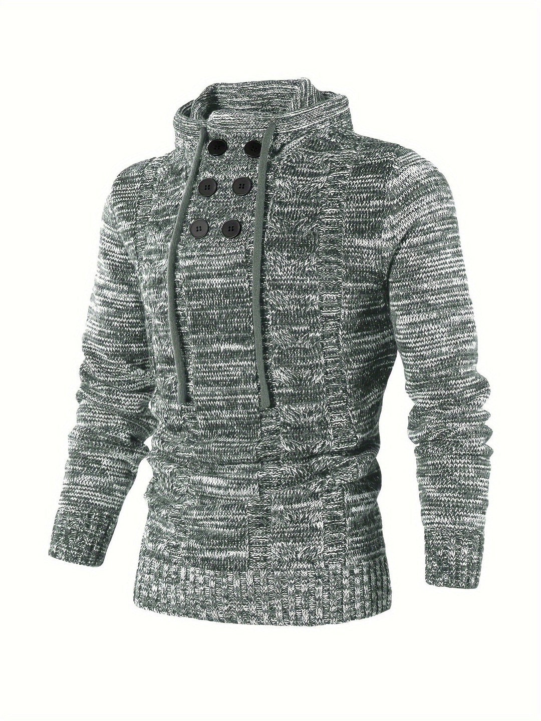 Damiaan – Lässiger Langarm Strick Kapuzenpullover