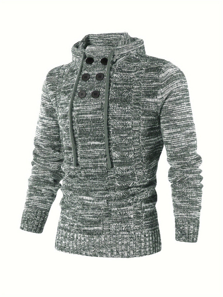 Damiaan – Lässiger Langarm Strick Kapuzenpullover