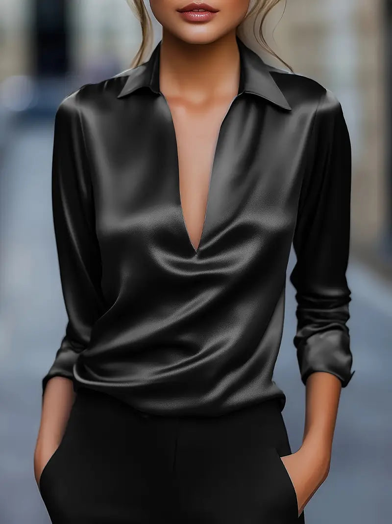 Nadene - Prämie Bluse Mit V-Ausschnitt