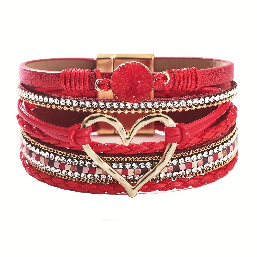 Joely - Mehrlagiges Leder Armband Mit Herz Gestaltung