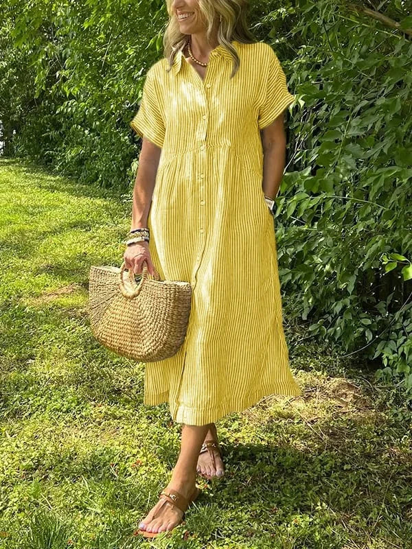 Samara - Stilvolles Gestreiftes Hemdkleid