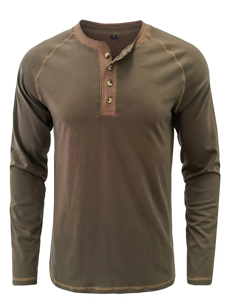 Sharma – Langärmliges Henley Hemd Mit Rundhalsausschnitt