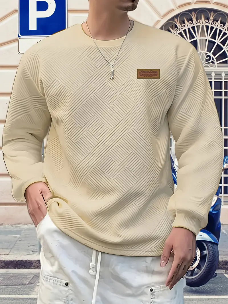 Malinga – Lässiges Sweatshirt Mit Geometrischem Muster Und Langen Ärmeln