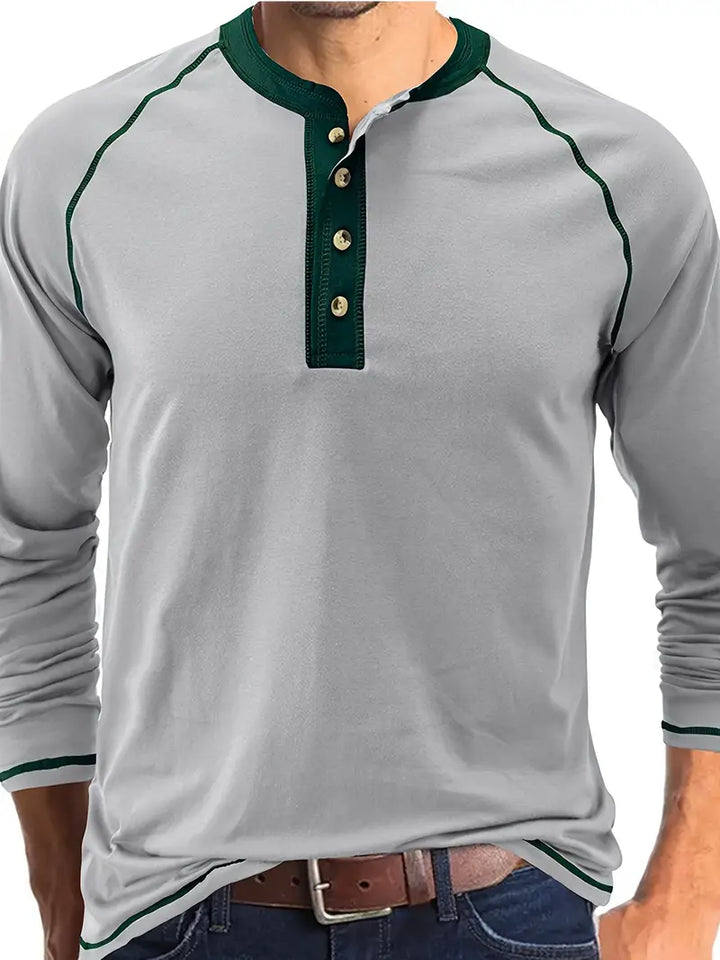 Sharma – Langärmliges Henley Hemd Mit Rundhalsausschnitt
