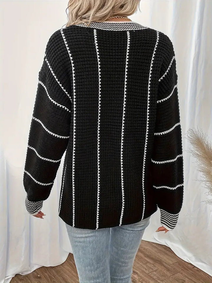 Arellano – Lässiger Langarm Streifen Pullover