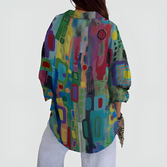 Hajnalka - Bluse Mit Buntem Gestaltung