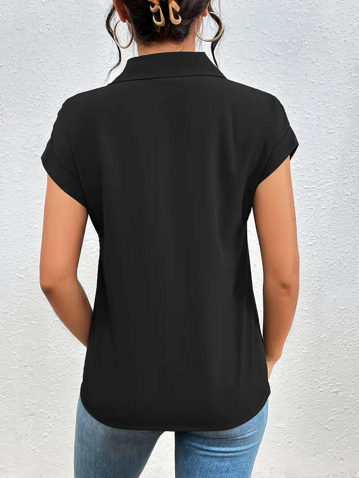 Alfano – Elegante Kurzarm Bluse Mit Reißverschluss