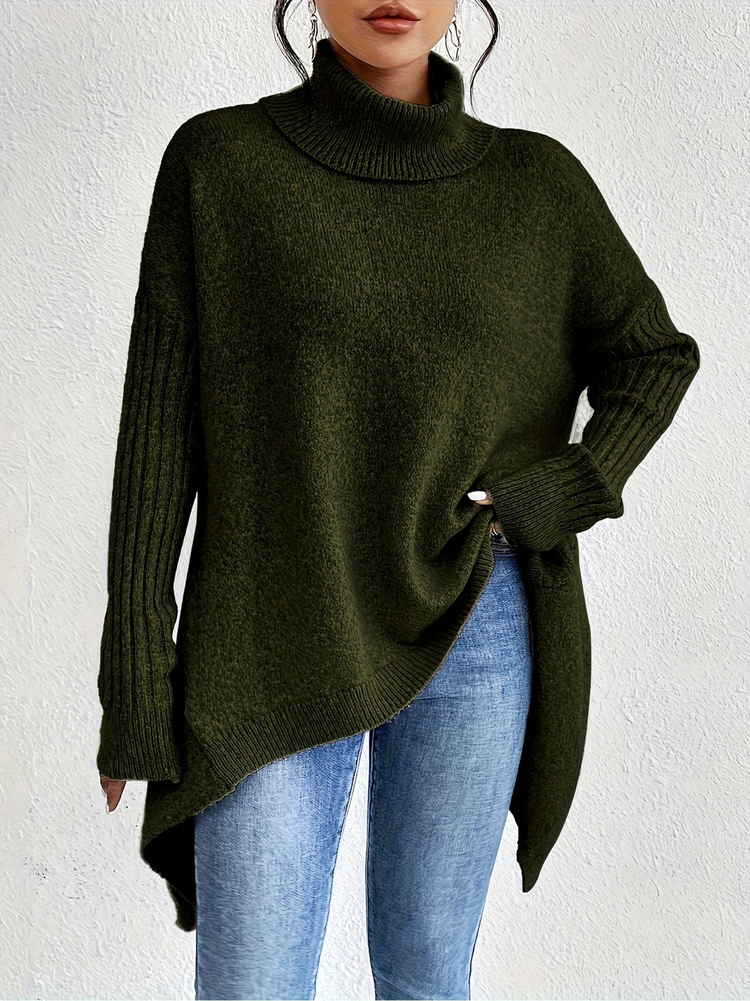 Tahlia – Lässiger Langarm-Pullover Mit Hohem Kragen