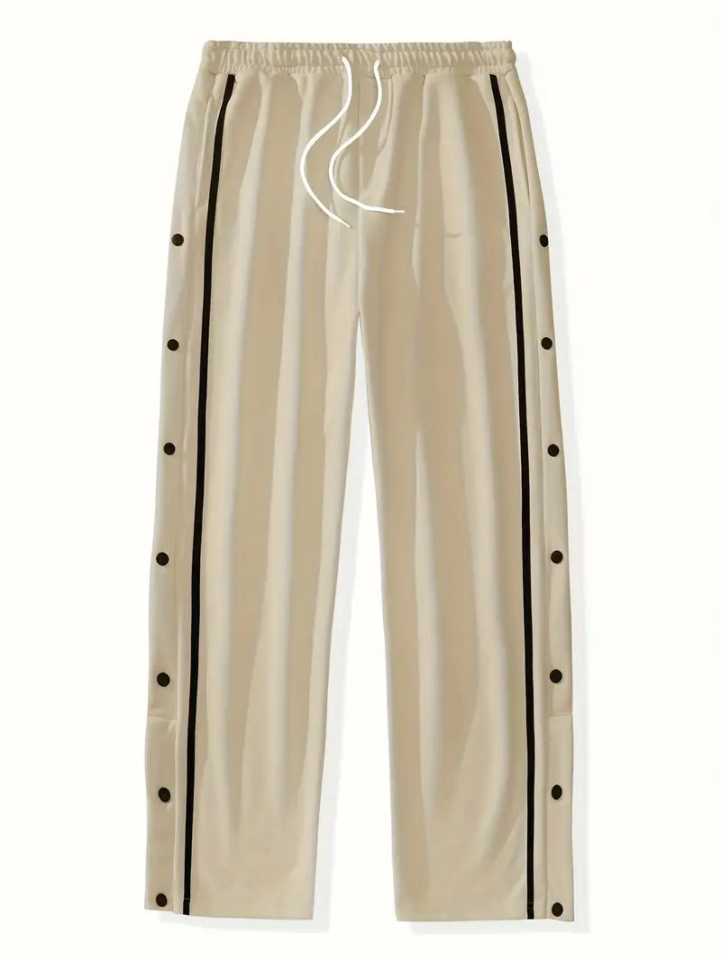 Mendis – Lässige Sport Hose Mit Geradem Bein Und Druckknopfverschluss