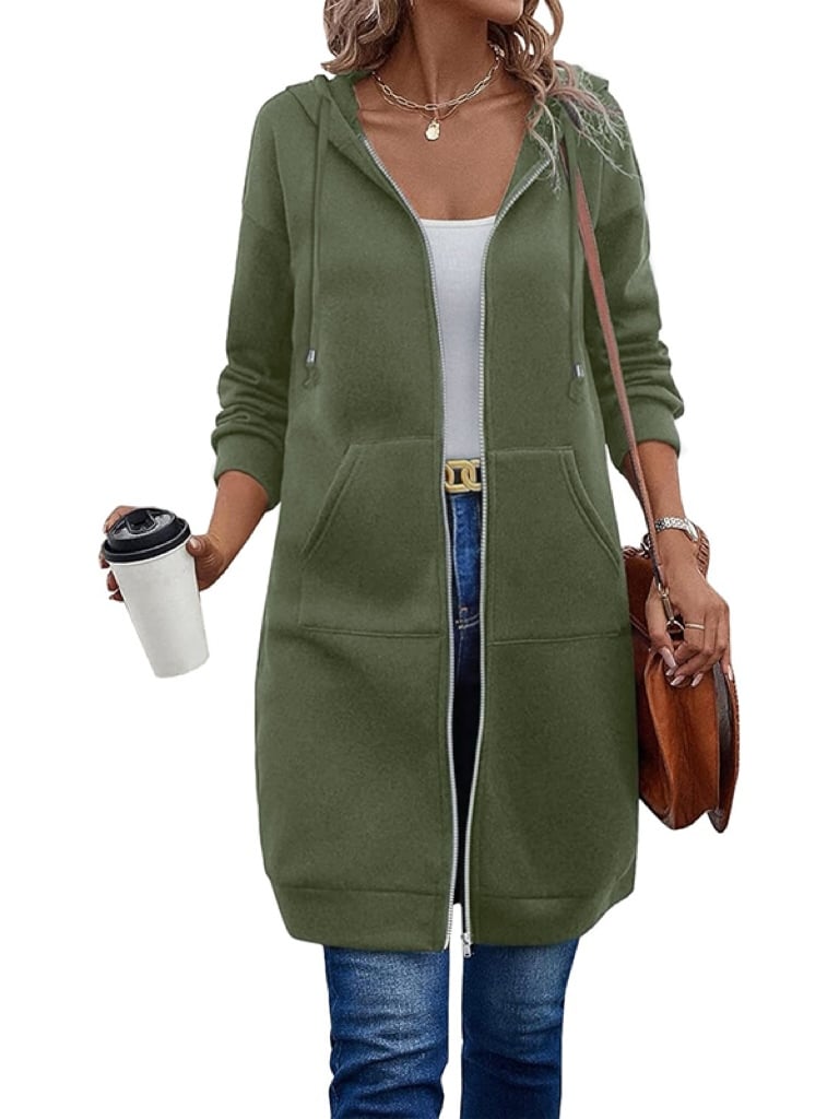 Dfida – Lässiger Fleece Kapuzenpullover Mit Reißverschluss