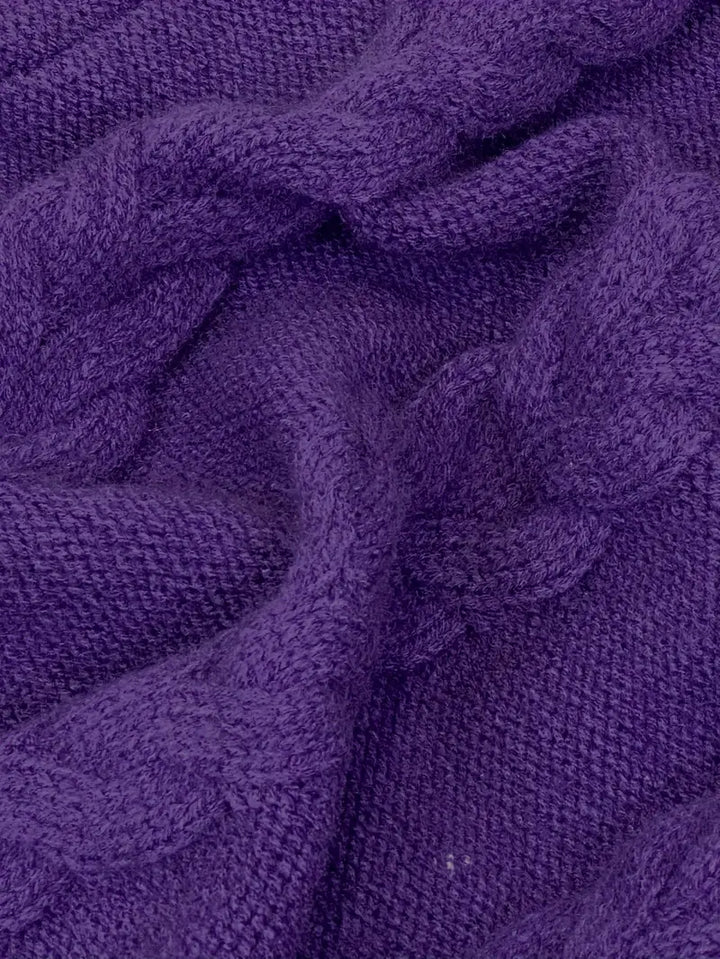 Narda - Klobig Kabel Gestrickt Rollkragen Kleid